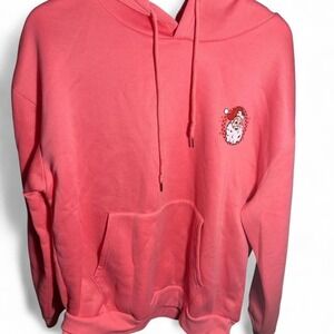 Retro Santa Claus Merry Christmas Graphic Hoodie Pink Sweatshirt